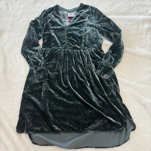 Holding Horses Velvet Dress Women's XS Forrest Green Long Sleeve‎ Button Up